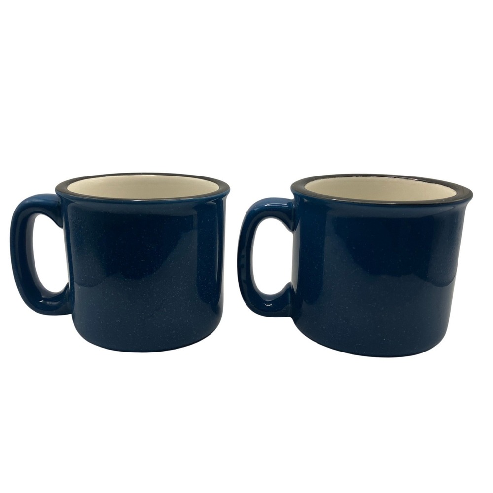 Cape Shore Etched Minnesota Loon Coffee Mugs Set of 2 Blue Stoneware Cabin Lodge - Picture 2 of 4